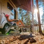 Family vacation travel RV, holiday trip in motorhome